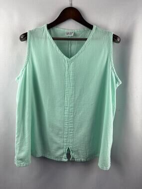 Women’s Oh My Gauze! XXL Seafoam Blue Sleeveless Blouse